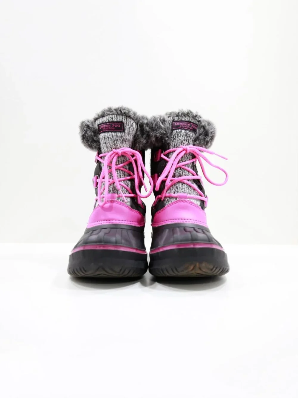 London Fog Tottenham Black & Pink Waterproof Fleece-Lined Snow Boots - Juniors 4